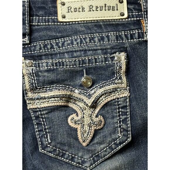 Rock Revival Betty Easy Boot Stretch Rhinestone Embroidery Pockets Jean Size 34 - Picture 7 of 10